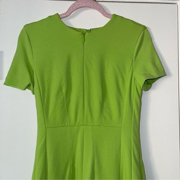 Diane Von Furstenburg Agatha Knit Lime Green Mini Dress Retro Rave Festival Sz 4 - Picture 5 of 10